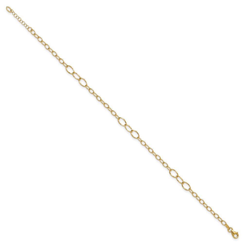 14K Yellow Gold Oval Link 9 Inch Plus 1 Inch Extender - Total 10 Inch Anklet