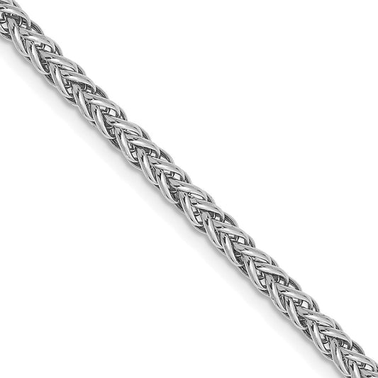 14K White Gold 2.6mm Semi-solid 3-Wire Wheat 18 Inch Chain