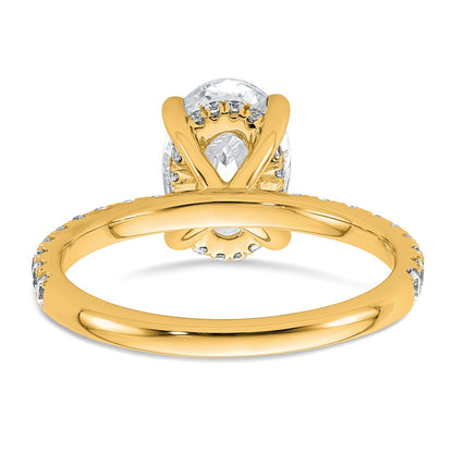 14K Yellow Gold 2 5/8 carat Certified Lab Grown Diamond VS+ F+ Oval Complete Solitaire with Flair Engagement Ring