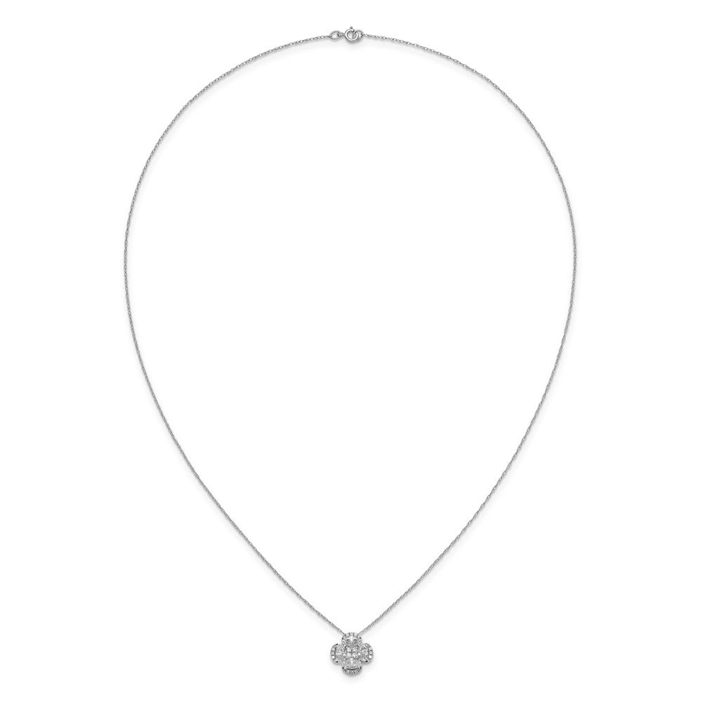 14K White Gold Lab Grown VS/SI+ G+ Diamond Cluster Pendant with Chain