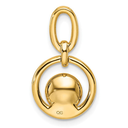 14K Yellow Gold Polished 1/15 carat Diamond and Freshwater Cultured Pearl Open Circle Pendant