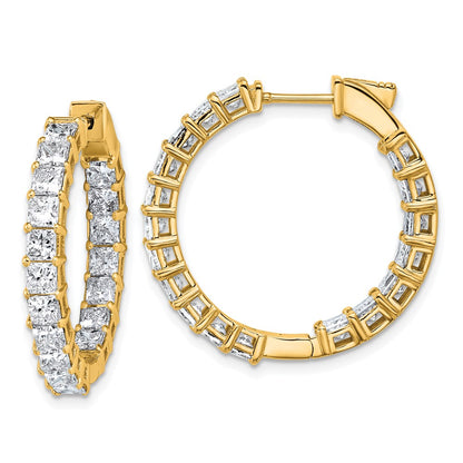 14K Yellow Gold Inside/Outside Cert Lab Grown VS/SI FGH Princess Diamond Hoop Earrings