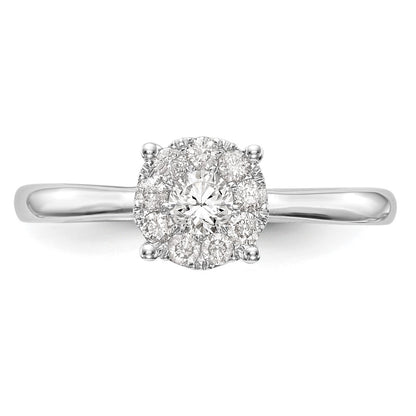 14K White Gold Halo Cluster 1/3 carat Diamond Complete Engagement Ring