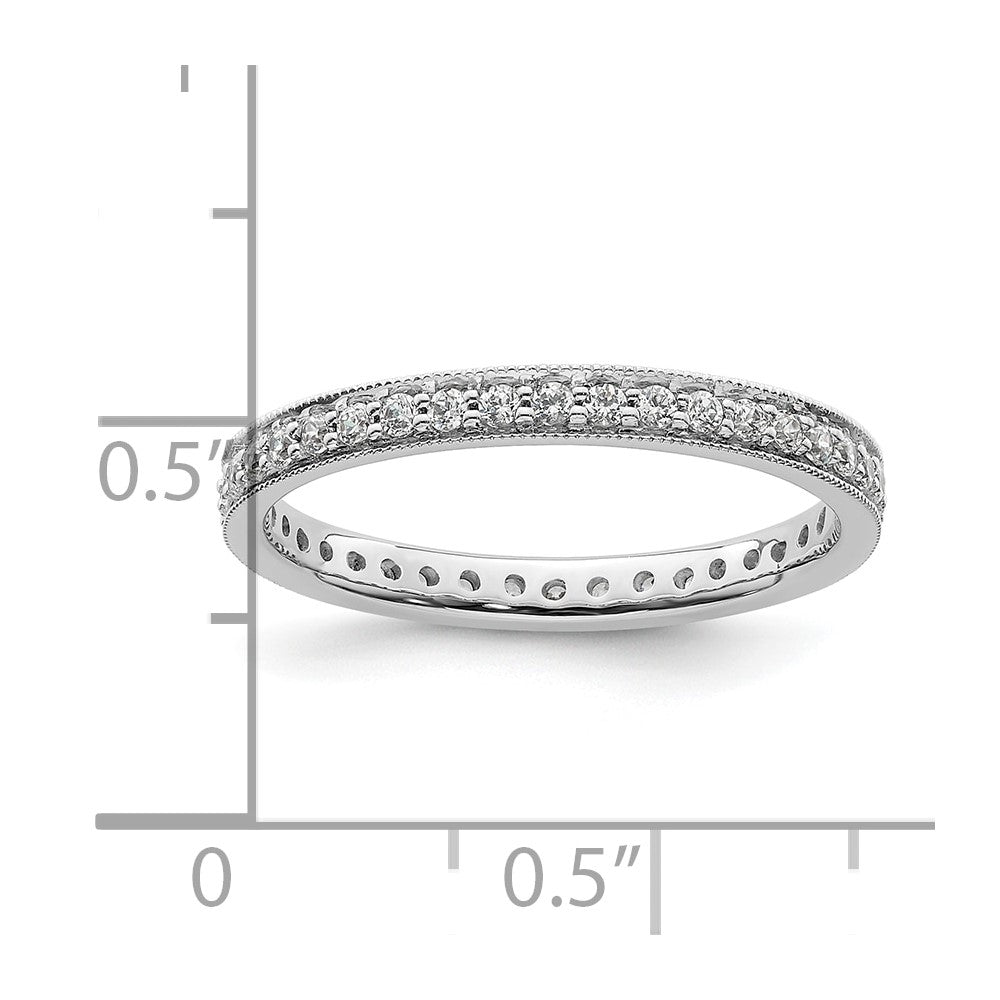 14K White Gold Polished Size 8.5 Vintage 1/2 carat Diamond Complete Eternity Wedding Band Ring
