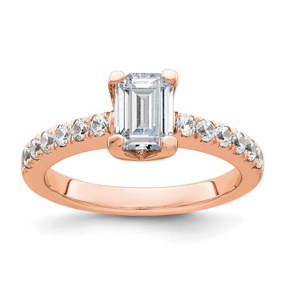 True Origin 14K Rose Gold 3/8 carat Lab Grown Diamond VS+ F+ Semi-Mount Emerald Engagement Ring