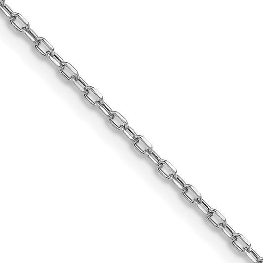 14K White Gold 3mm Semi-solid D/C Open Link Cable 24 Inch Chain