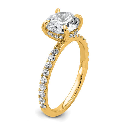 14K Yellow Gold 2 3/8 carat Certified Lab Grown Diamond VS+ F+ Round Complete Solitaire with Flair Engagement Ring
