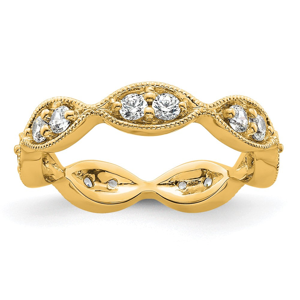 14K Yellow Gold Polished Size 4.5 Vintage Pave 1/2 carat Diamond Complete Eternity Wedding Band Ring