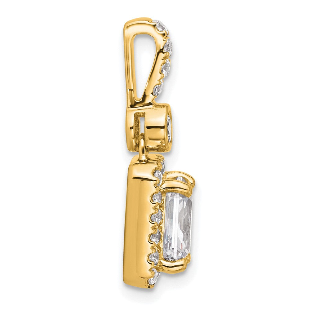 14K Yellow Gold 2 carat Certified Lab Grown Diamond VS/SI+ G+ Radiant Complete Halo Pendant