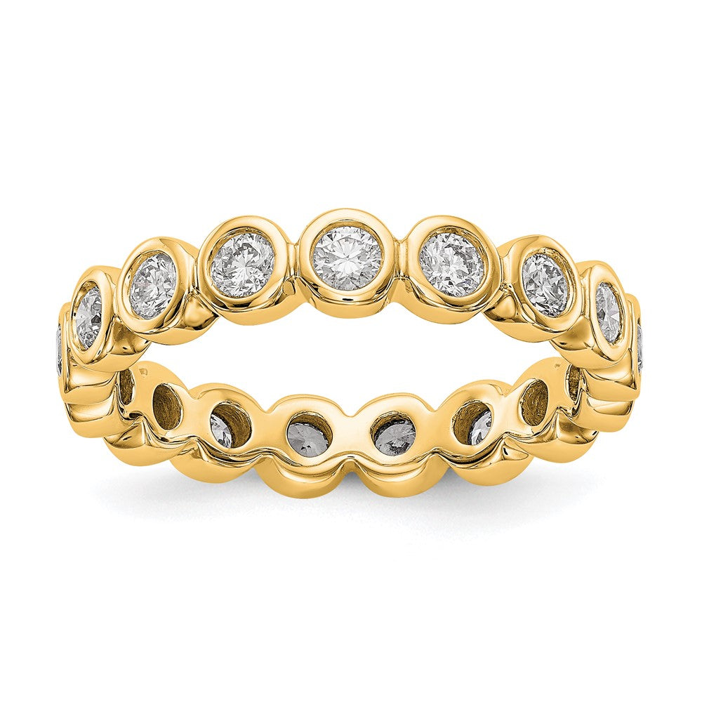 18K Yellow Gold Diamond Bezel Set Eternity Wedding Band Ring