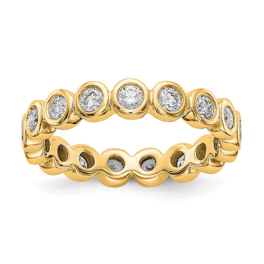 18K Yellow Gold Diamond Bezel Set Eternity Wedding Band Ring