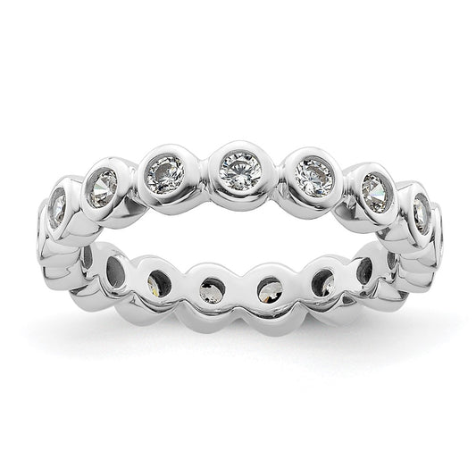 14K White Gold Polished Size 4.5 Bezel-set 1/2 carat Diamond Complete Eternity Wedding Band Ring