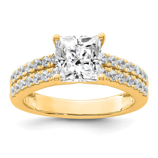 14K Two-Tone Gold 1/2 carat Lab Grown Diamond VS/SI+ G+ 1 1/2 carat Princess Center Semi Mount Engagement Ring