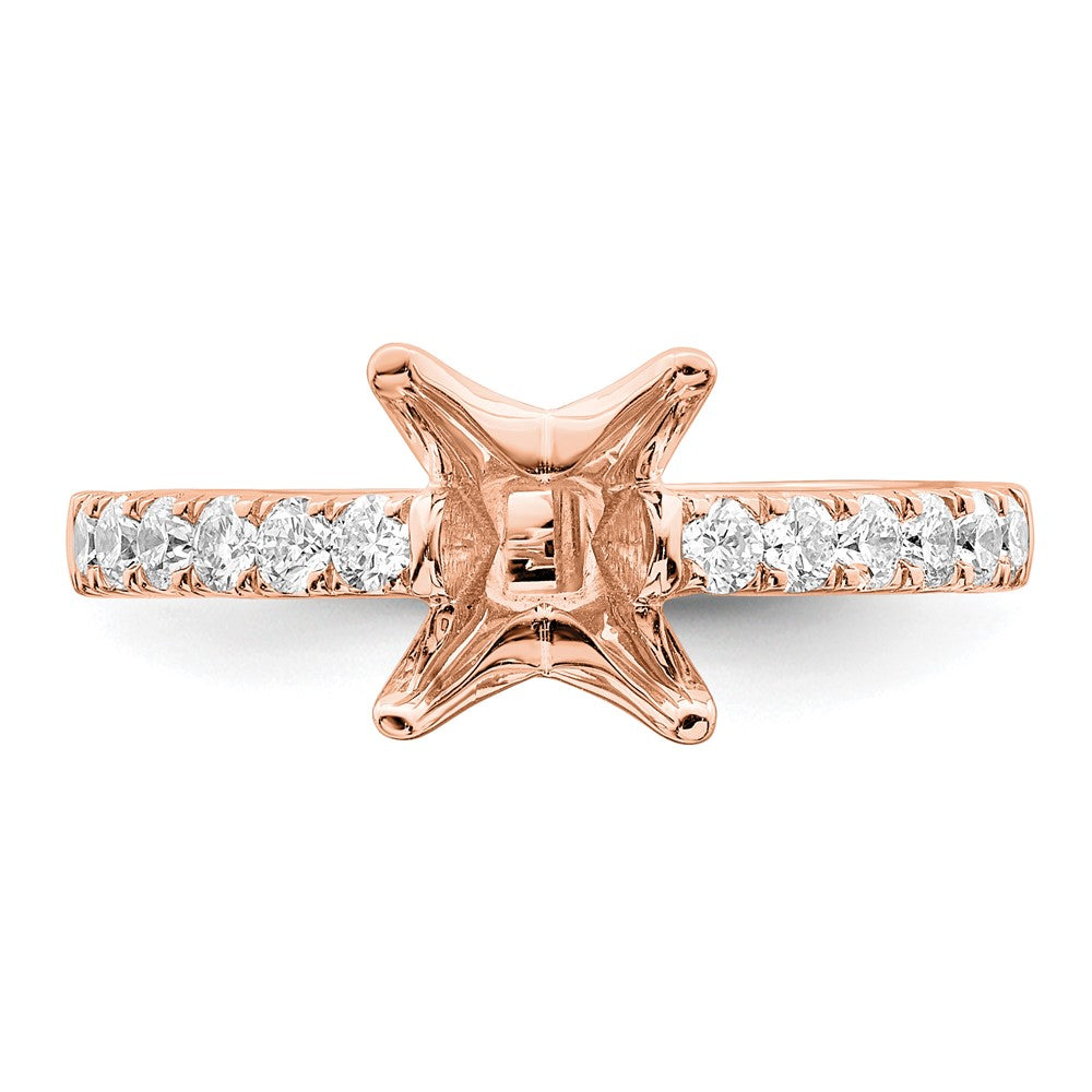 True Origin 14K Rose Gold 3/8 carat Lab Grown Diamond VS+ F+ Semi-Mount Princess Engagement Ring