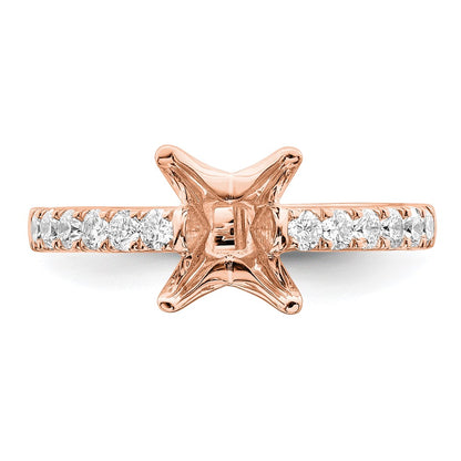 True Origin 14K Rose Gold 3/8 carat Lab Grown Diamond VS+ F+ Semi-Mount Princess Engagement Ring