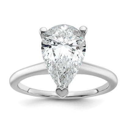 14K White Gold 3 carat Lab Grown Diamond VS+ F+ Pear Solitaire Complete Engagement Ring