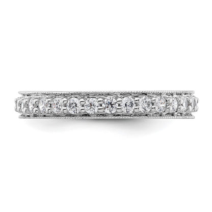 14K White Gold Polished Size 8.5 Vintage 1 carat Diamond Complete Eternity Wedding Band Ring