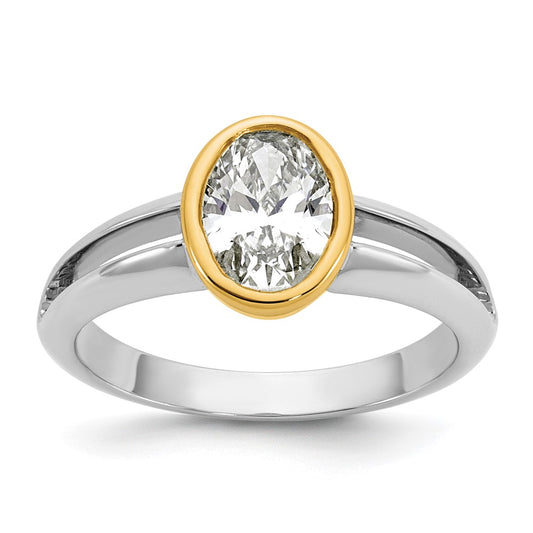 IBGoodman 14K Two-Tone 1 carat Lab Grown Diamond VS/SI+ G+ Complete Ladies Wedding Band Ring