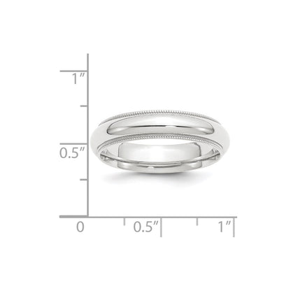 Platinum 5mm Polished Milgrain Comfort-Fit Wedding Band Ring