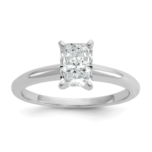 14K White Gold 1 carat Certified Lab Grown Diamond VS+ F+ Radiant Solitaire Complete Engagement Ring