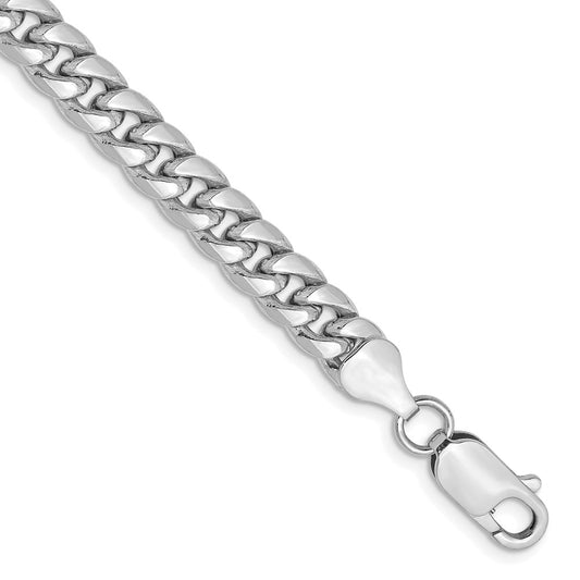 14K White Gold 6mm Semi-Solid Miami Cuban 8 Inch Chain