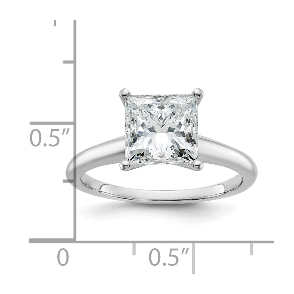 14K White Gold 2 1/2 carat Lab Grown Diamond VS+ F+ Princess Complete Solitaire Engagement Ring