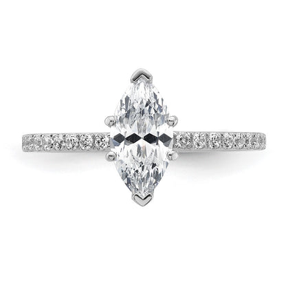 14K White Gold 1 3/8 carat Certified Lab Grown Diamond VS+ F+ Marquise Complete Solitaire with Flair Engagement Ring