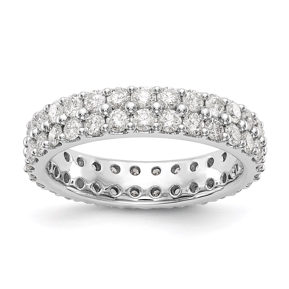 Platinum Round 2CT Double Row Eternity Wedding Band Ring AAA
