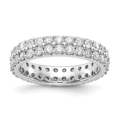 Platinum Round 2CT Double Row Eternity Wedding Band Ring AAA