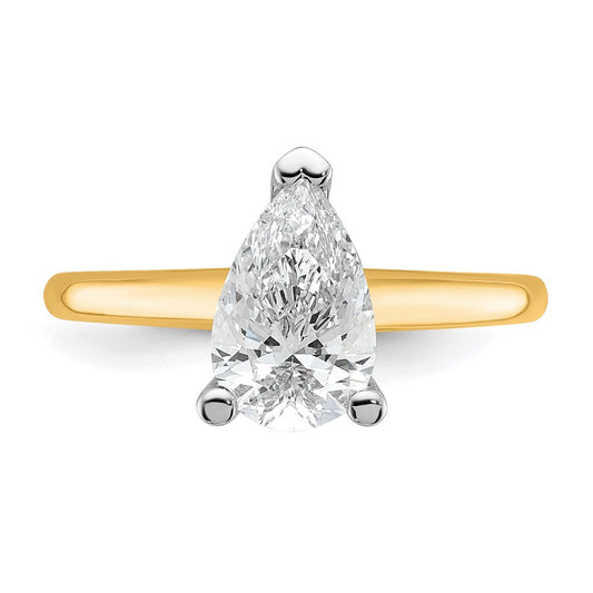 14K Two-Tone Gold Two-tone 1 1/2 carat Lab Grown Diamond VS+ F+ Pear Solitaire Complete Engagement Ring