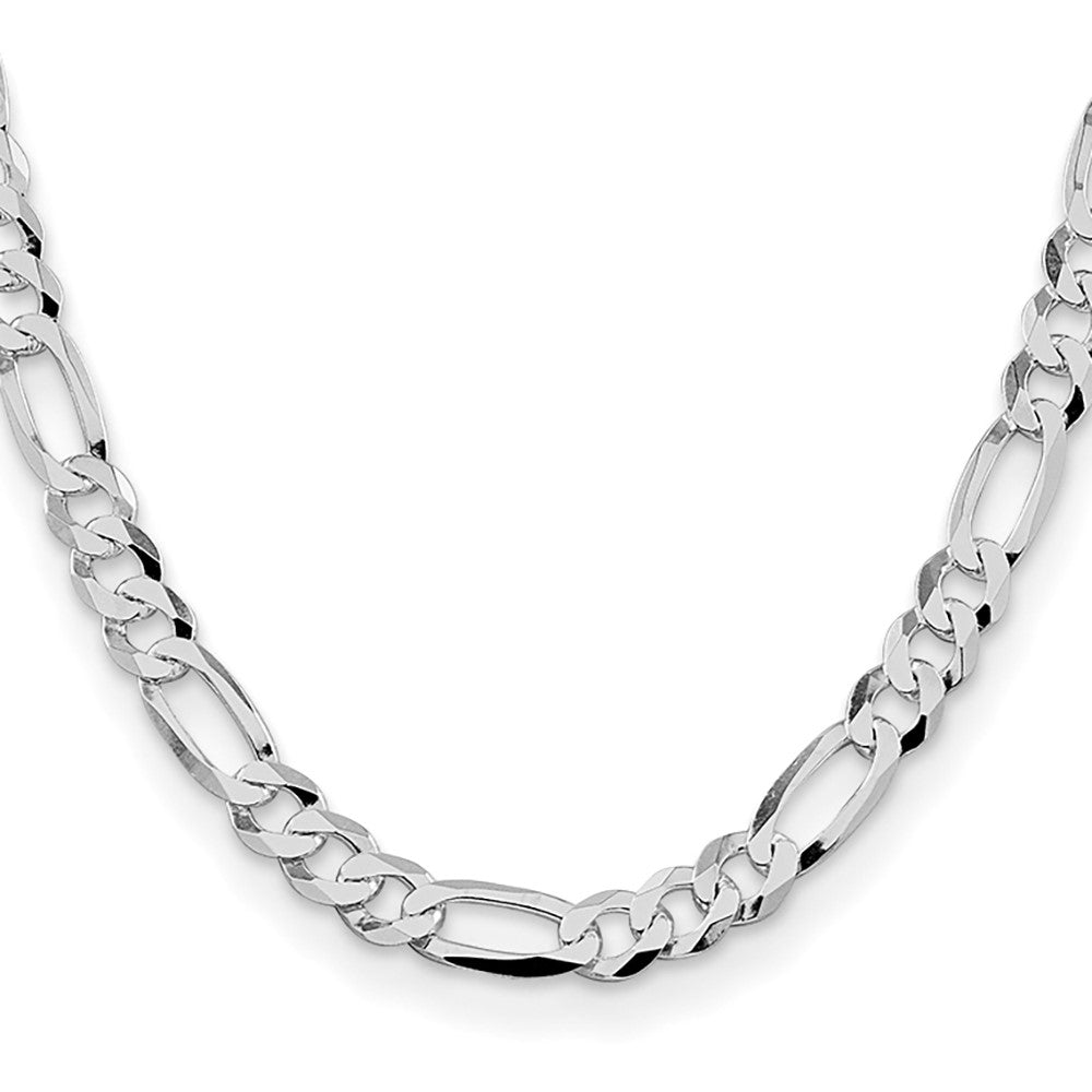 Sterling Silver Rhodium-plated 8.5mm Lightweight Flat Figaro 24 Inch Chain