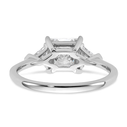 14K White Gold 2 carat Certified Lab Grown Diamond VS/SI+ G+ Princess and Trillion Complete Three Stone Engagement Ring
