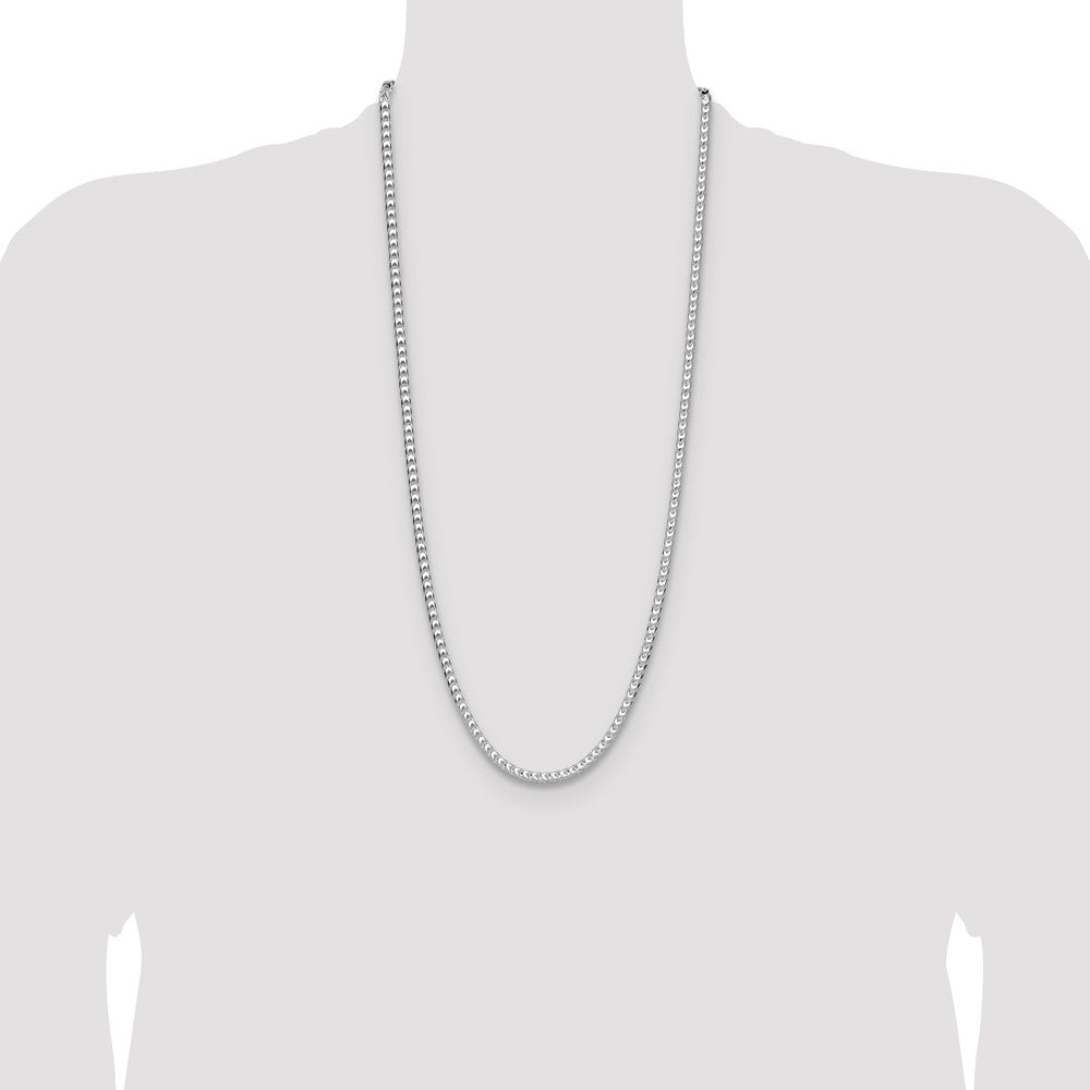 Sterling Silver Rhodium-plated 4.7mm D/C Square Franco 30 Inch Chain