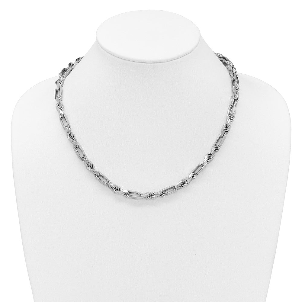 Sterling Silver Rhodium-plated Polished 7.00mm Figaro Rope Chain 19.75 Inch Necklace