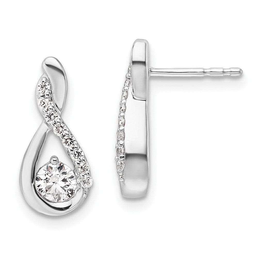 14K White Gold Polished 5/8 carat Diamond Teardrop Post Earrings
