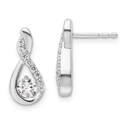 14K White Gold Polished 5/8 carat Diamond Teardrop Post Earrings