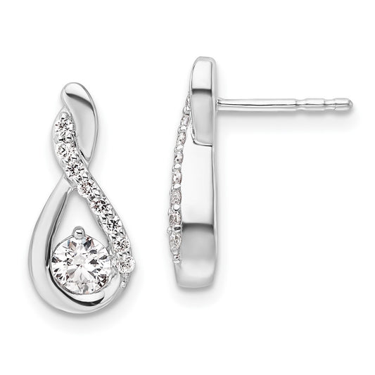 14K White Gold Polished 5/8 carat Diamond Teardrop Post Earrings