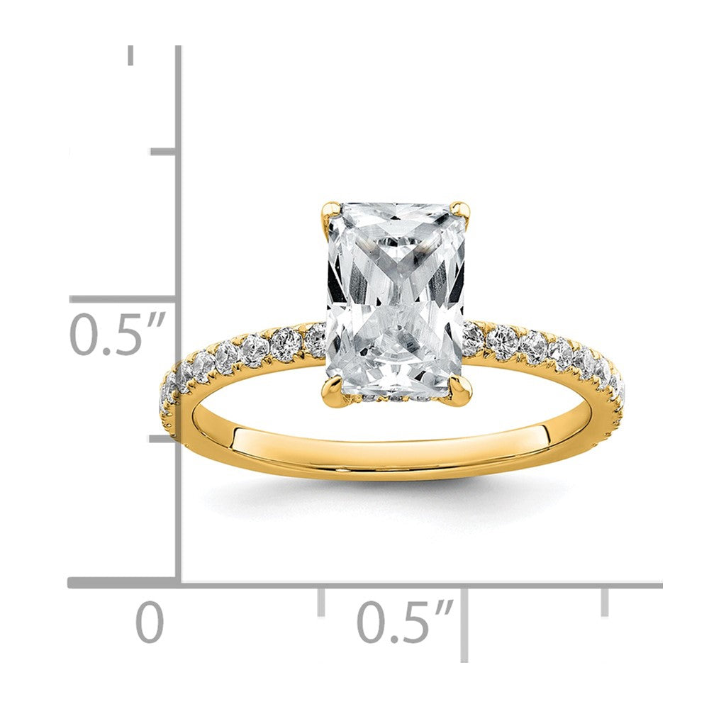 14K Yellow Gold 2 carat Certified Lab Grown Diamond VS+ F+ Radiant Complete Solitaire with Flair Engagement Ring