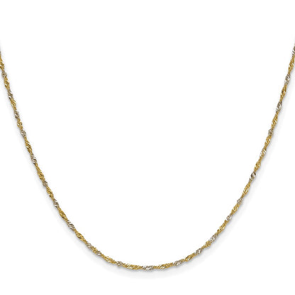 14K Yellow Gold with Rhodium 1.4mm Singapore 24 Inch Chain