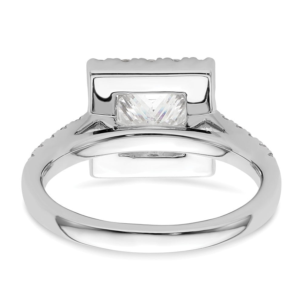 14K White Gold Halo Plus (Holds 1.5 carat (6.3mm) Princess Center) 3/4 carat Diamond Semi-Mount Engagement Ring