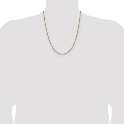 14K Yellow Gold with Rhodium 1.65mm Singapore 22 Inch Chain