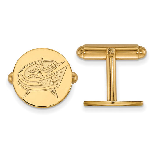 14K Yellow Gold Gold NHL LogoArt Columbus Blue Jackets Cuff Links