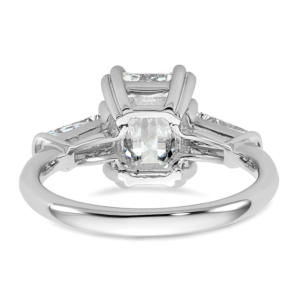 14K White Gold 3 1/3 carat Lab Grown Diamond VS+ F+ Complete Emerald and Tapered Baguette Engagement Ring