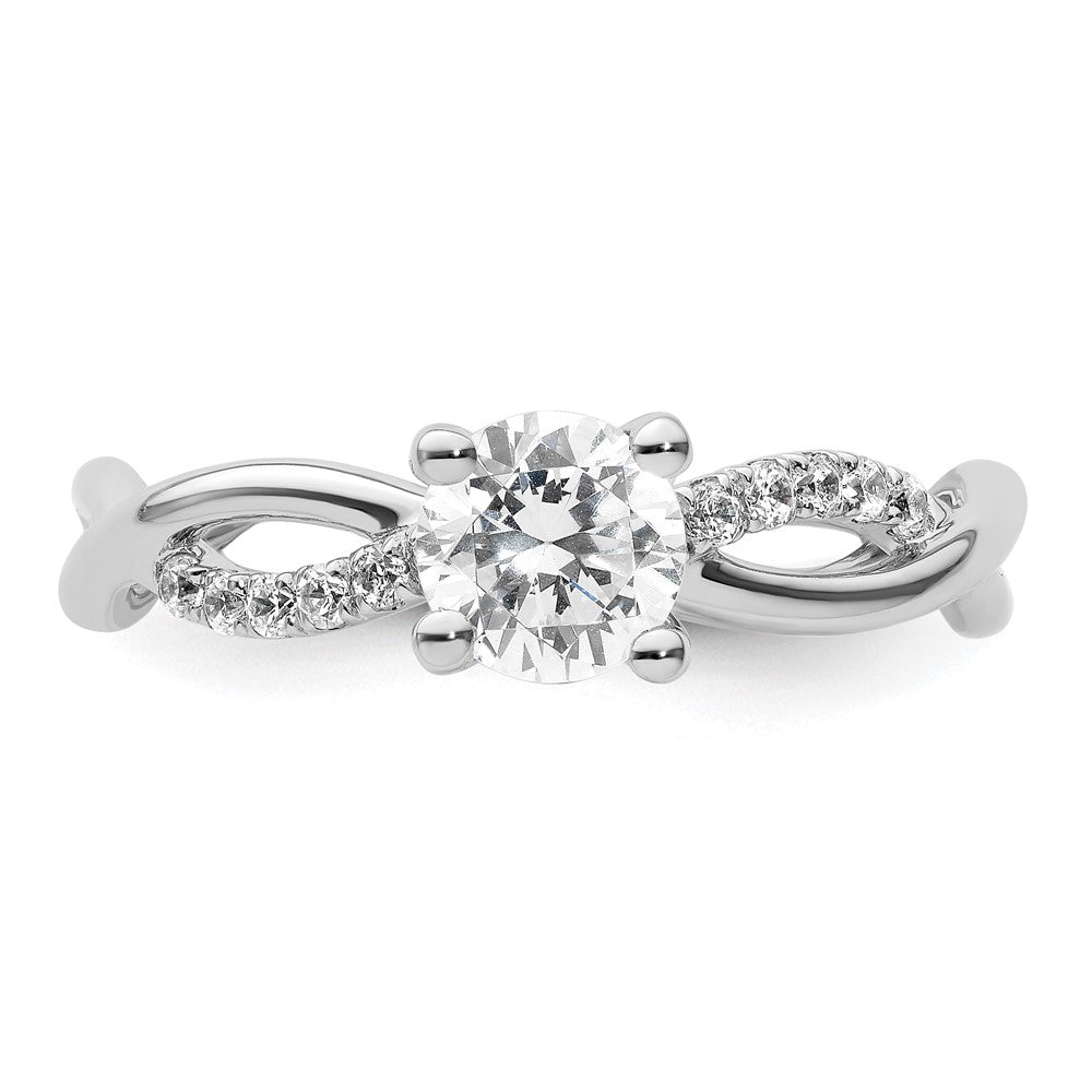 14K White Gold Criss-Cross (Holds 3/4 carat (5.8mm) Round Center) 1/5 carat Diamond Semi-mount Engagement Ring