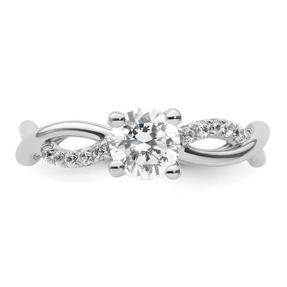 14K White Gold Criss-Cross (Holds 3/4 carat (5.8mm) Round Center) 1/5 carat Diamond Semi-mount Engagement Ring