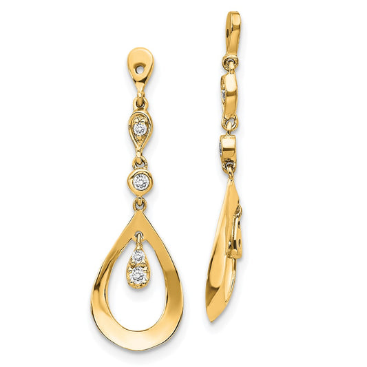 14K Yellow Gold 1/8 carat Diamond Teardrop Dangle Earring Jackets