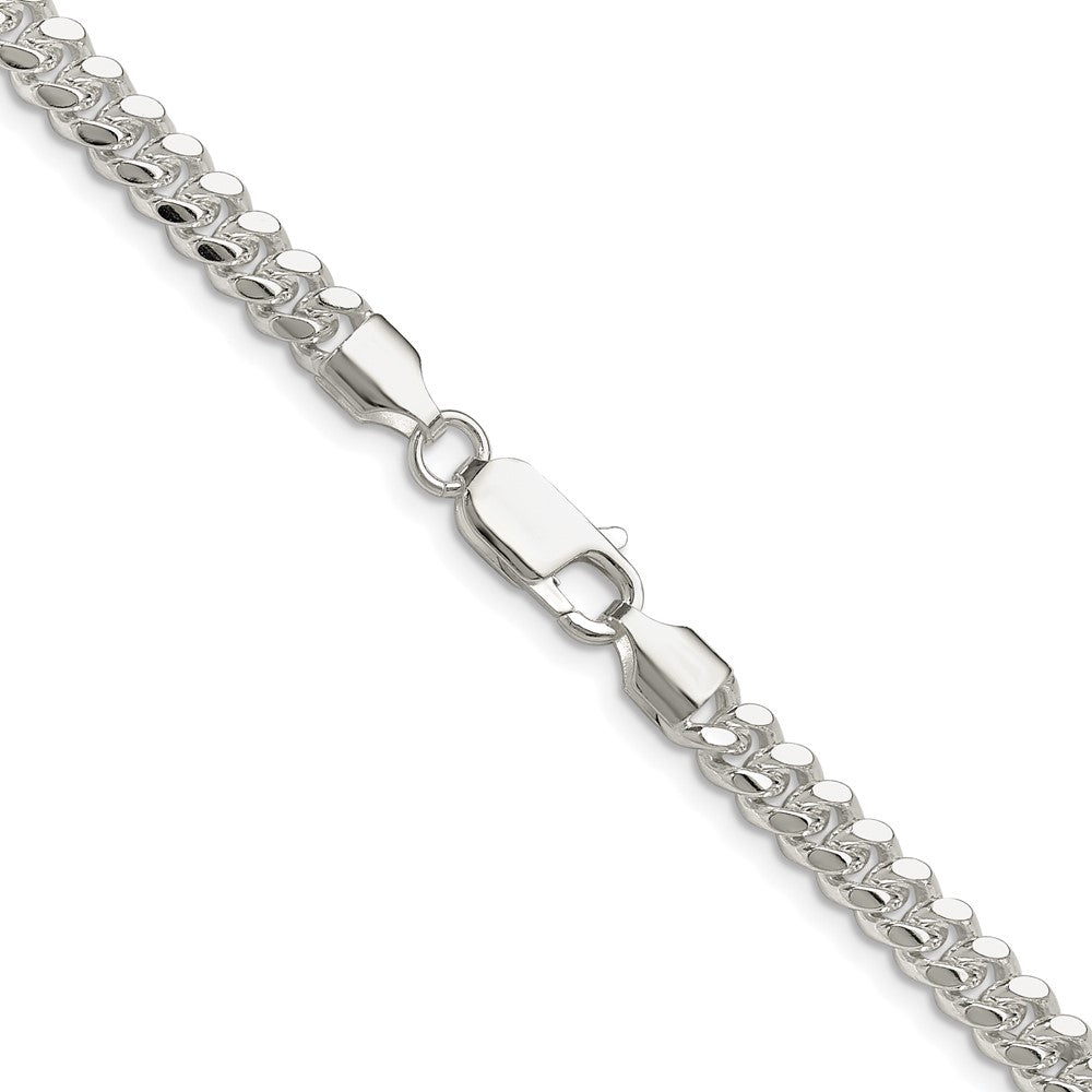 Sterling Silver Rhodium-plated Polished 5.7mm Domed Curb 24 Inch Chain