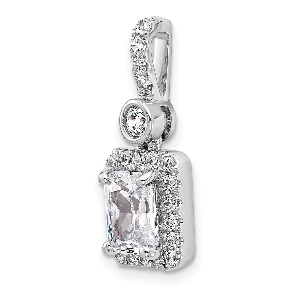 14K White Gold 2 carat Certified Lab Grown Diamond VS+ F+ Radiant Complete Halo Pendant