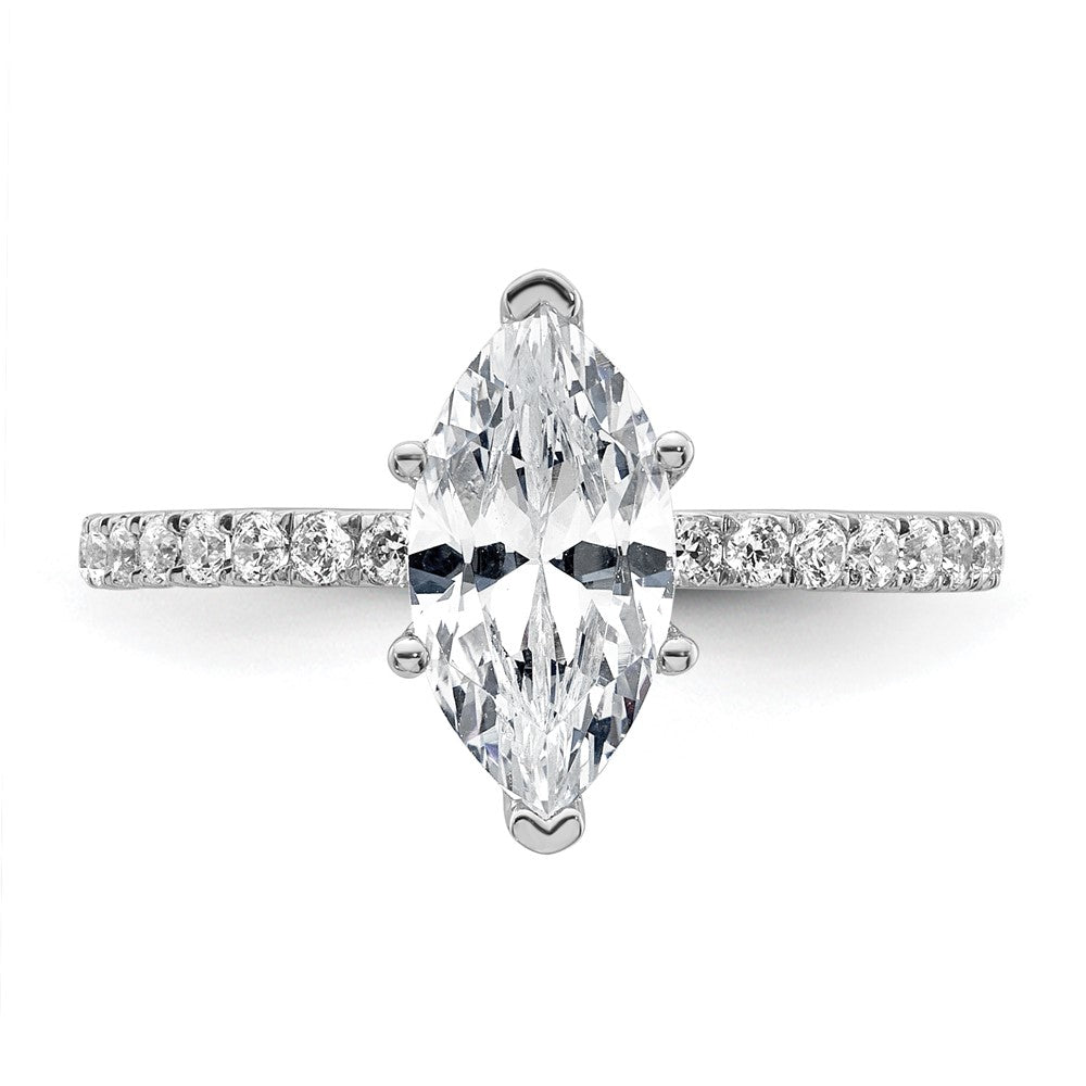14K White Gold 2 carat Certified Lab Grown Diamond VS/SI+ G+ Marquise Complete Solitaire with Flair Engagement Ring