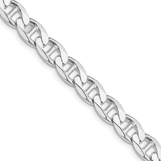 Sterling Silver Rhodium-plated 7.4mm D/C Flat Anchor Curb 24 Inch Chain
